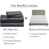 imageCalifornia Design Den 5 Piece Queen Size Sheet Set Dark Grey and Waterproof Mattress Protector White Bundle  Soft 100 Cotton Sateen 4 Piece Sheet Set with 1 Mattress Protector