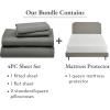 imageCalifornia Design Den 5 Piece Queen Size Sheet Set Grey and Waterproof Mattress Protector White Bundle  1000 Thread Count 100 Cotton Sateen 4 Piece Sheet Set with 1 Mattress Protector