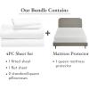 imageCalifornia Design Den 5 Piece Queen Size Sheet Set and Waterproof Mattress Protector Bundle  1000 Thread Count 100 Cotton Sateen 4 Piece Sheet Set with 1 Mattress Protector White