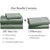 imageCalifornia Design Den 5 Piece Twin Size Sheet Set with 3 Pillowcases  Soft 100 Cotton Sateen Sage Green  Dark