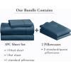 imageCalifornia Design Den 5 Piece Twin Size Sheet Set with 3 Pillowcases 400 Thread Count 100 Cotton Sateen Peacock Blue