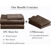 imageCalifornia Design Den 5 Piece Twin Size Sheet Set with 3 Pillowcases 400 Thread Count 100 Cotton Sateen Warm Chocolate Brown
