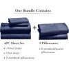 imageCalifornia Design Den 6 Piece Full Size Sheet Set with 4 Pillowcases  Soft 100 Cotton Sateen Navy Blue