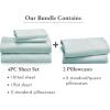 imageCalifornia Design Den 6 Piece Full Size Sheet Set with 4 Pillowcases  Soft 100 Cotton Sateen Seafoam