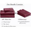 imageCalifornia Design Den 6 Piece Full Size Sheet Set with 4 Pillowcases 400 Thread Count 100 Cotton Sateen Burgundy Red