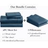imageCalifornia Design Den 6 Piece Full Size Sheet Set with 4 Pillowcases 400 Thread Count 100 Cotton Sateen Peacock Blue