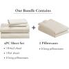 imageCalifornia Design Den 6 Piece King Size Sheet Set with 4 Pillowcases  1000 Thread Count 100 Cotton Sateen Creamy Beige
