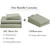 imageCalifornia Design Den 6 Piece King Size Sheet Set with 4 Pillowcases  1000 Thread Count 100 Cotton Sateen Sage Green