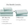 imageCalifornia Design Den 6 Piece King Size Sheet Set with 4 Pillowcases  Soft 100 Cotton Sateen Seafoam