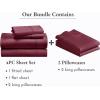 imageCalifornia Design Den 6 Piece King Size Sheet Set with 4 Pillowcases 400 Thread Count 100 Cotton Sateen Burgundy Red