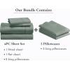 imageCalifornia Design Den 6 Piece King Size Sheet Set with 4 Pillowcases 400 Thread Count 100 Cotton Sateen Sage Green