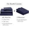imageCalifornia Design Den 6 Piece Queen Size Sheet Set with 4 Pillowcases  1000 Thread Count 100 Cotton Sateen Navy Blue