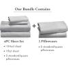 imageCalifornia Design Den 6 Piece Queen Size Sheet Set with 4 Pillowcases  Soft 100 Cotton Sateen Light Grey