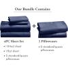imageCalifornia Design Den 6 Piece Queen Size Sheet Set with 4 Pillowcases  Soft 100 Cotton Sateen Navy Blue