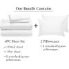 imageCalifornia Design Den 6 Piece Queen Size Sheet Set with 4 Pillowcases  Soft 100 Cotton Sateen White
