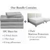 imageCalifornia Design Den 7 Piece Split King Size Sheet Set Light Grey and Waterproof Mattress Protector White Bundle  400 Thread Count 100 Cotton Sateen 5 Piece Sheet Set with 1 Mattress Protector