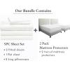imageCalifornia Design Den 7 Piece Split King Size Sheet Set Pale Ivory and Waterproof Mattress Protector White Bundle  400 Thread Count 100 Cotton Sateen 5 Piece Sheet Set with 1 Mattress Protector