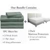 imageCalifornia Design Den 7 Piece Split King Size Sheet Set Sage Green and Waterproof Mattress Protector White Bundle  400 Thread Count 100 Cotton Sateen 5 Piece Sheet Set with 1 Mattress Protector