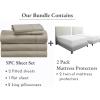 imageCalifornia Design Den 7 Piece Split King Size Sheet Set Taupe and Waterproof Mattress Protector White Bundle  400 Thread Count 100 Cotton Sateen 5 Piece Sheet Set with 1 Mattress Protector