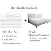 imageCalifornia Design Den 7 Piece Split King Size Sheet Set and Waterproof Mattress Protector Bundle  1000 Thread Count 100 Cotton Sateen 5 Piece Sheet Set with 2 Mattress Protectors White