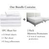imageCalifornia Design Den 7 Piece Split King Size Sheet Set and Waterproof Mattress Protector Bundle  400 Thread Count 100 Cotton Sateen 5 Piece Sheet Set with 1 Mattress Protector White