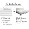 imageCalifornia Design Den 7 Piece Split King Size Sheet Set and Waterproof Mattress Protector Bundle  600 Thread Count 100 Cotton Sateen 5 Piece Sheet Set with 1 Mattress Protector White