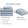imageCalifornia Design Den 7 Piece Split King Size Sheet Set with 4 Pillowcases 600 Thread Count 100 Cotton Sateen Blue