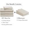 imageCalifornia Design Den 7 Piece Split King Size Sheet Set with 4 Pillowcases 600 Thread Count 100 Cotton Sateen Creamy Beige