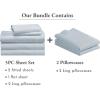 imageCalifornia Design Den Bedding Bundle  Split King Sheet Set with 4 Pillowcases 500 Thread Count 100 Cotton Sateen Light Blue