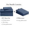 imageCalifornia Design Den Bedding Bundle  Split King Sheet Set with 4 Pillowcases 500 Thread Count 100 Cotton Sateen Navy Blue
