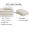 imageCalifornia Design Den Bedding Bundle  Split King Sheet Set with 4 Pillowcases 800 Thread Count 100 Cotton Sateen Creamy Ivory