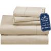 image5 Piece Twin Size Sheet Set with 3 Pillowcases 400 Thread Count 100 Cotton Sateen Golden Beige