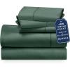 image5 Piece Twin Size Sheet Set with 3 Pillowcases 400 Thread Count 100 Cotton Sateen Hunter Green
