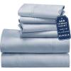 image6 Piece California King Size Sheet Set with 4 Pillowcases 600 Thread Count 100 Cotton Sateen Blue