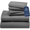 image6 Piece California King Size Sheet Set with 4 Pillowcases 600 Thread Count 100 Cotton Sateen Mist Grey