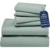 image6 Piece California King Size Sheet Set with 4 Pillowcases 600 Thread Count 100 Cotton Sateen Sage Green  Cool Tone