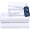 image6 Piece California King Size Sheet Set with 4 Pillowcases 600 Thread Count 100 Cotton Sateen White
