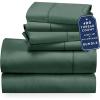 image6 Piece Full Size Sheet Set with 4 Pillowcases 400 Thread Count 100 Cotton Sateen Hunter Green