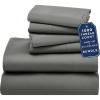 image6 Piece King Size Sheet Set with 4 Pillowcases  1000 Thread Count 100 Cotton Sateen Grey