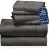 image6 Piece King Size Sheet Set with 4 Pillowcases 400 Thread Count 100 Cotton Sateen Grey