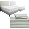 image7 Piece Split King Sheet Set Size Sheet Set Silver Sage and Waterproof Mattress Protector White Bundle  500 Thread Count 100 Cotton Sateen 5 Piece Sheet Set with 2 Mattress Protectors