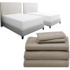 image7 Piece Split King Size Sheet Set Cool Taupe and Waterproof Mattress Protector White Bundle  600 Thread Count 100 Cotton Sateen 5 Piece Sheet Set with 1 Mattress Protector