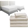 image7 Piece Split King Size Sheet Set Creamy Beige and Waterproof Mattress Protector White Bundle  600 Thread Count 100 Cotton Sateen 5 Piece Sheet Set with 1 Mattress Protector