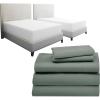 image7 Piece Split King Size Sheet Set Sage Green  Cool Tone and Waterproof Mattress Protector White Bundle  600 Thread Count 100 Cotton Sateen 5 Piece Sheet Set with 1 Mattress Protector