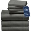 imageBedding Bundle  Split King Sheet Set with 4 Pillowcases 500 Thread Count 100 Cotton Sateen Grey