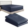imageCalifornia Design Den 3Piece Bundle  Fitted Sheet with 2 Pillowcases 400 Thread Count 100 Cotton Sateen Deep Pockets Full Size Indigo Dusty Blue