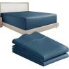 imageCalifornia Design Den 3Piece Bundle  Fitted Sheet with 2 Pillowcases 400 Thread Count 100 Cotton Sateen Deep Pockets King Size Peacock Blue
