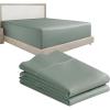 imageCalifornia Design Den 3Piece Bundle  Fitted Sheet with 2 Pillowcases 400 Thread Count 100 Cotton Sateen Deep Pockets King Size Sage Green