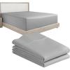imageCalifornia Design Den 3Piece Bundle  Fitted Sheet with 2 Pillowcases 400 Thread Count 100 Cotton Sateen Deep Pockets Twin Size Light Grey
