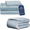 imageCalifornia Design Den 4Piece Twin XL Size Dorm Bedding Bundle  1 Sheet Set ampamp 1 Duvet Cover  400 Thread Count  100 Cotton Sateen  Sky Blue